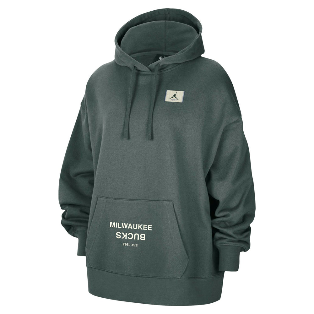 Milwaukee Bucks Jordan Brand Women's Courtside Statement Edition Oversize Pullover Hoodie Green