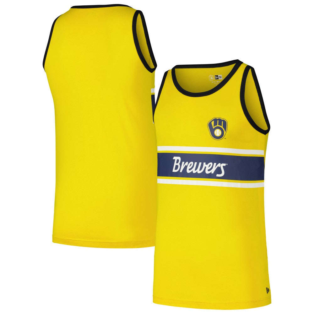 Milwaukee Brewers New Era Jersey Ringer Tank Top - Gold Jerseys