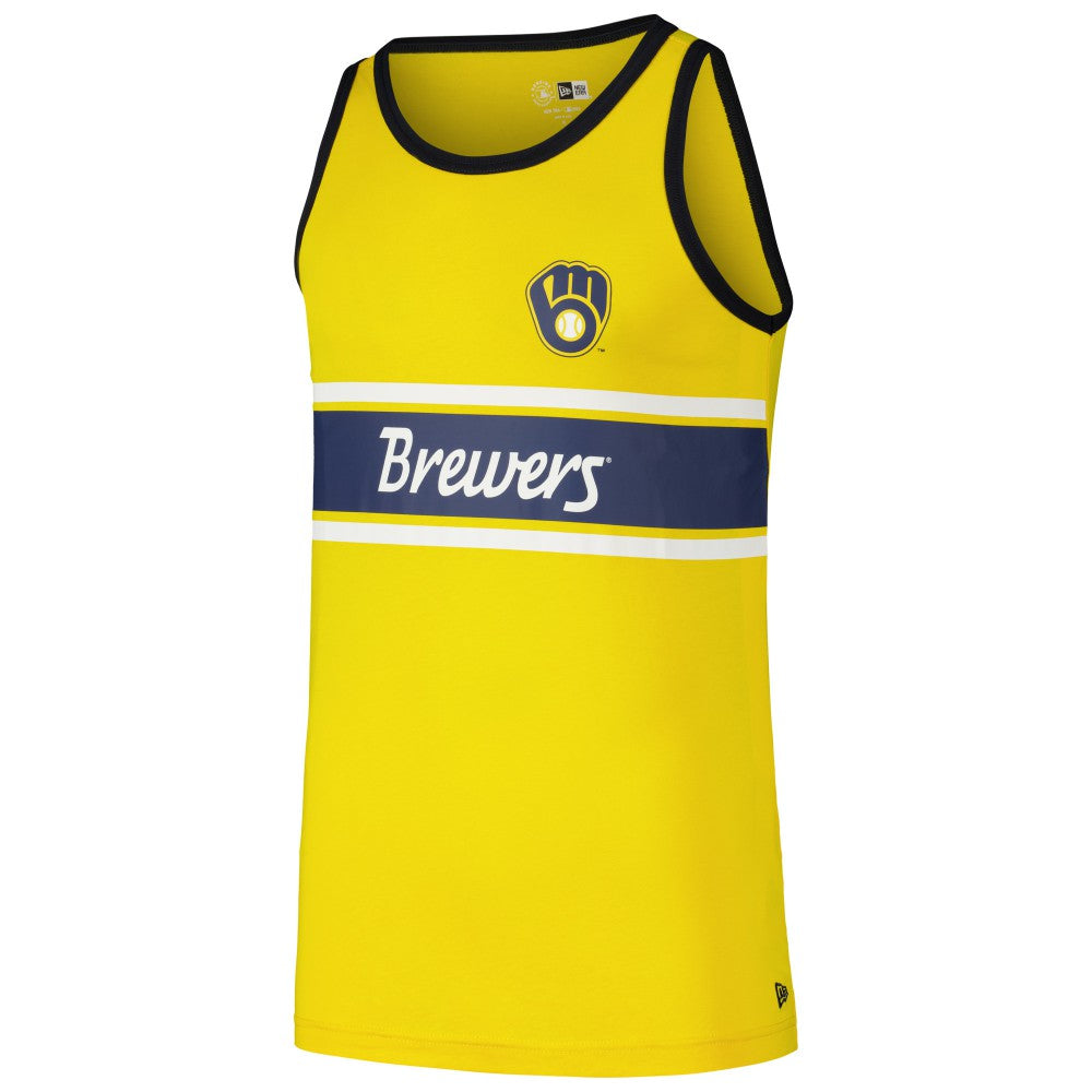 Milwaukee Brewers New Era Jersey Ringer Tank Top - Gold Jerseys