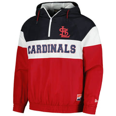 St. Louis Cardinals New Era Ripstop Raglan Quarter-Zip Hoodie Windbreaker Jacket - Red Jackets