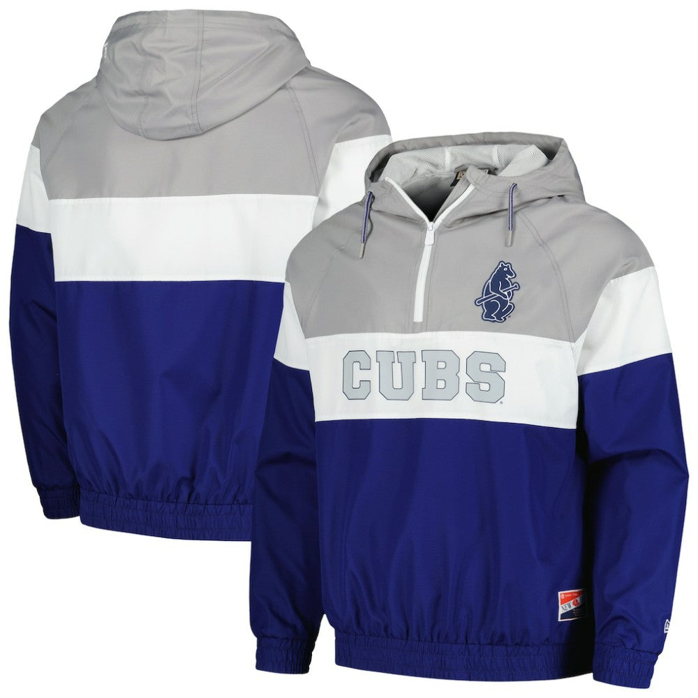 Chicago Cubs New Era Ripstop Raglan Quarter-Zip Hoodie Windbreaker Jacket - Royal Jackets