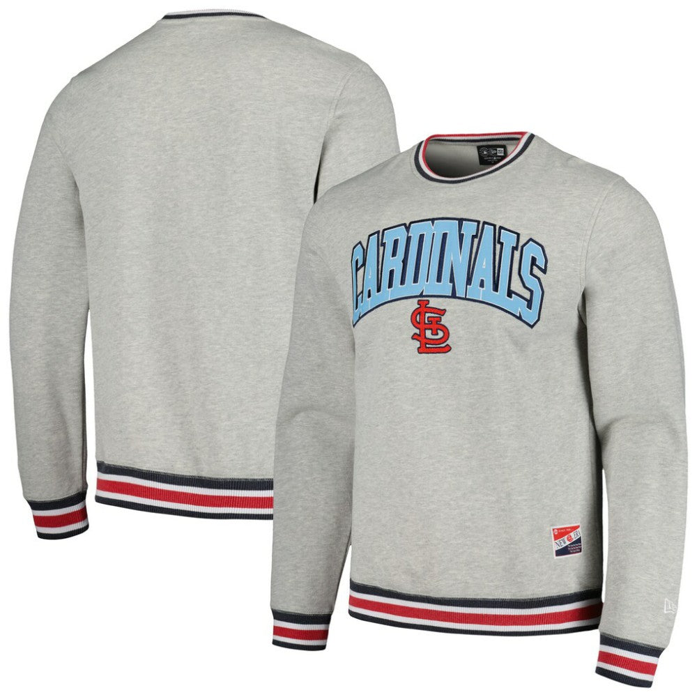 St. Louis Cardinals New Era Throwback Classic Pullover Sweatshirt - Heather Gray Pullover