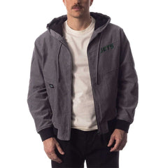 New York Jets The Wild Collective Corduroy Bomber Full-Zip Jacket Gray