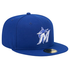 Miami Marlins New Era White Logo 59FIFTY Fitted Hat - Royal Hats