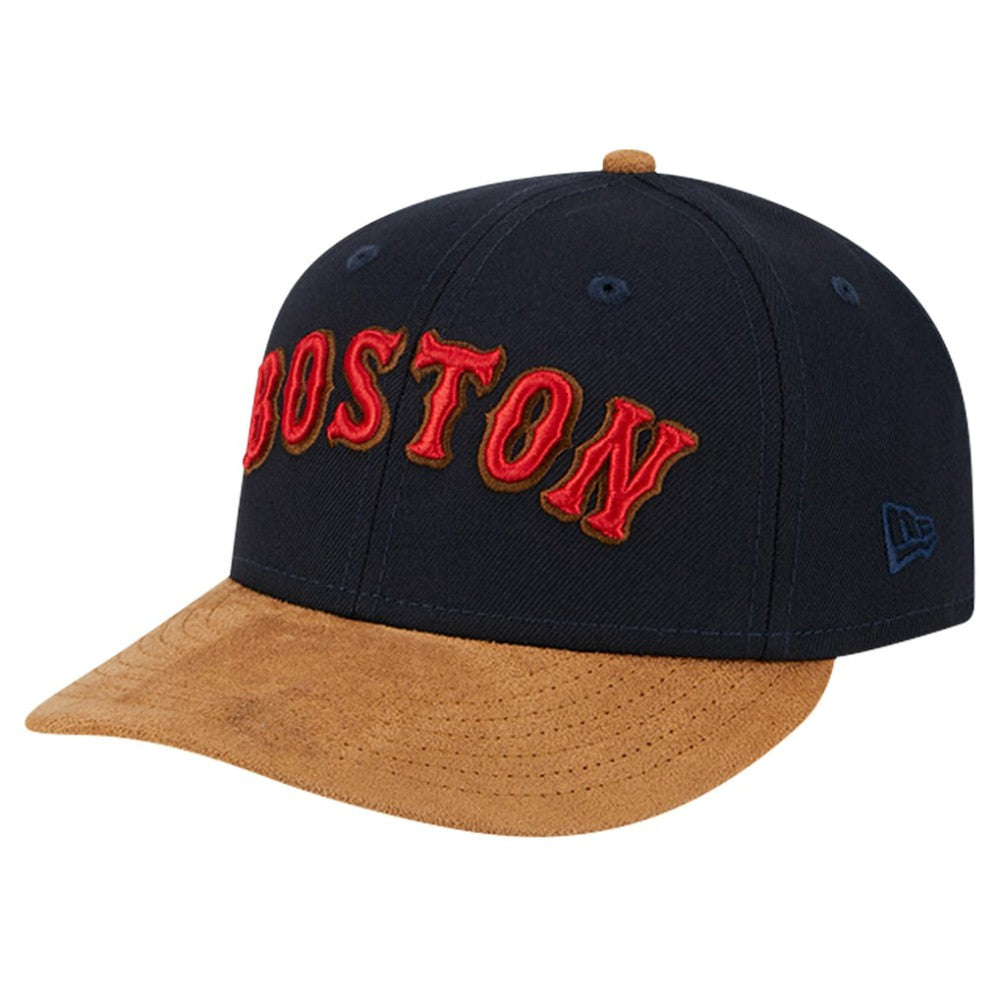 Boston Red Sox New Era Team Suede Visor Low Profile 59FIFTY Fitted Hat - Navy Hats
