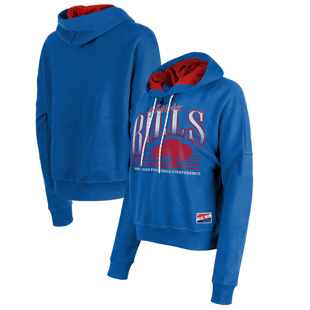 Buffalo Bills New Era Women's Throwback Boxy Pullover Hoodie Royal