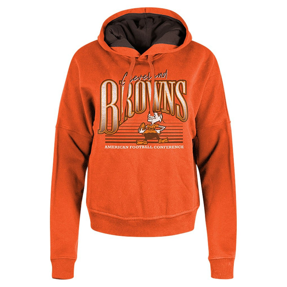 Cleveland Browns New Era Women's Throwback Boxy Pullover Hoodie Orange