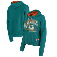Miami Dolphins New Era Women's Throwback Boxy Pullover Hoodie Aqua