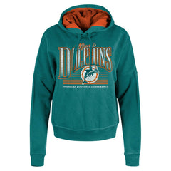 Miami Dolphins New Era Women's Throwback Boxy Pullover Hoodie Aqua