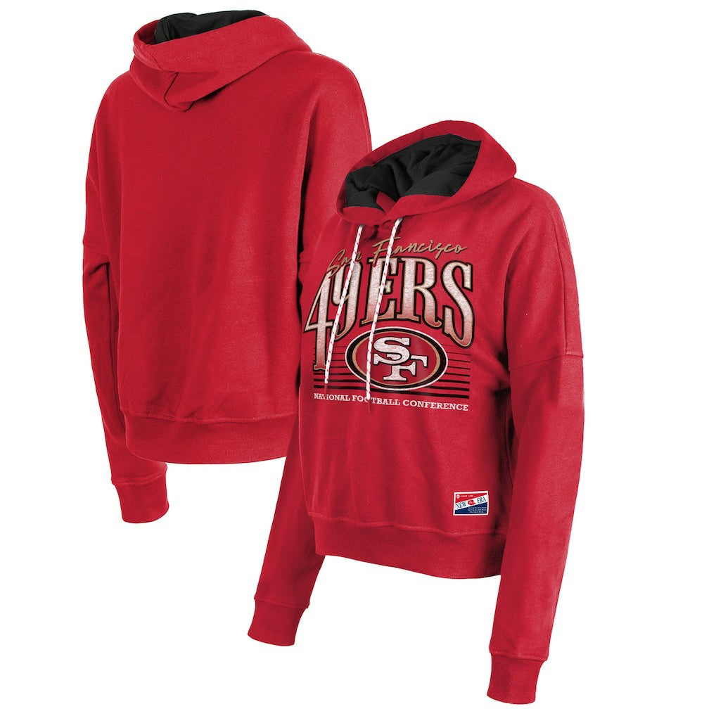 San Francisco 49ers New Era Women's Boxy Pullover Hoodie Scarlet