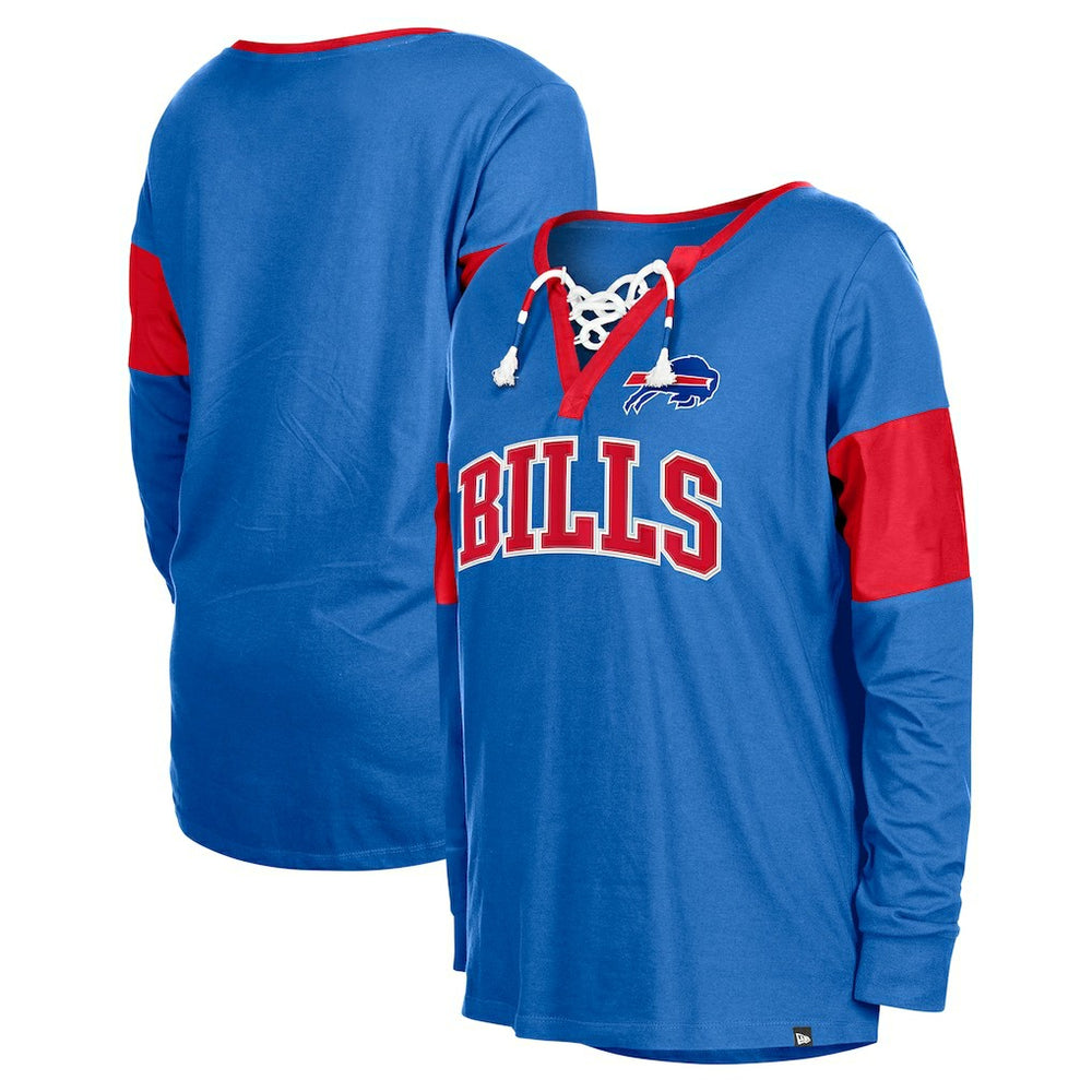 Buffalo Bills New Era Women's Lace-Up Notch-Neck Long Sleeve T-Shirt Royal
