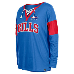 Buffalo Bills New Era Women's Lace-Up Notch-Neck Long Sleeve T-Shirt Royal