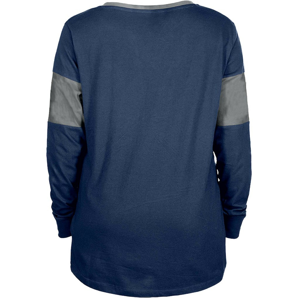 Dallas Cowboys New Era Women's Lace-Up Notch-Neck Long Sleeve T-Shirt Navy