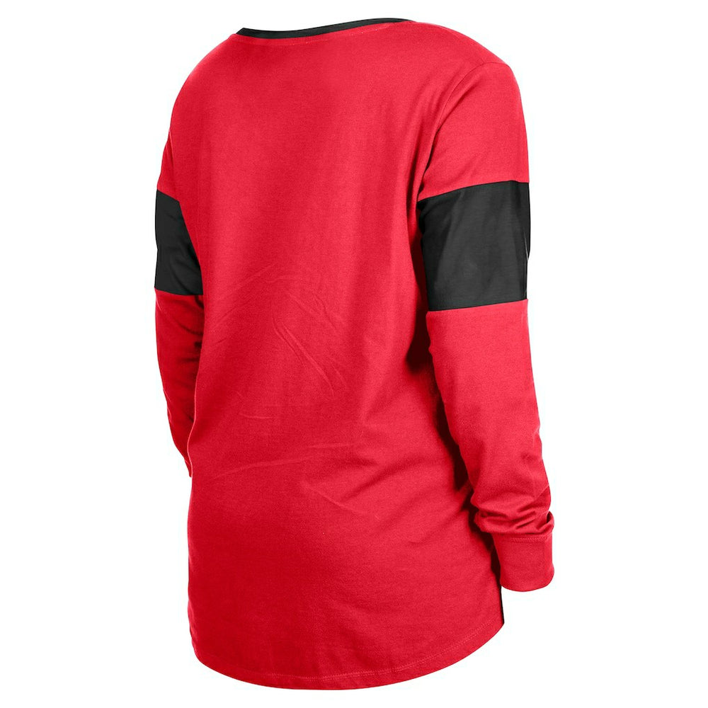 San Francisco 49ers New Era Women's Lace-Up Notch-Neck Long Sleeve T-Shirt Scarlet