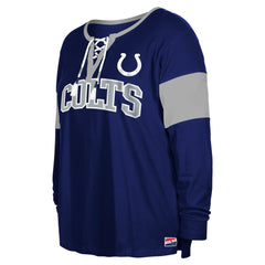 Indianapolis Colts New Era Women's Plus Size Lace-Up Notch Neck Long Sleeve T-Shirt  Royal