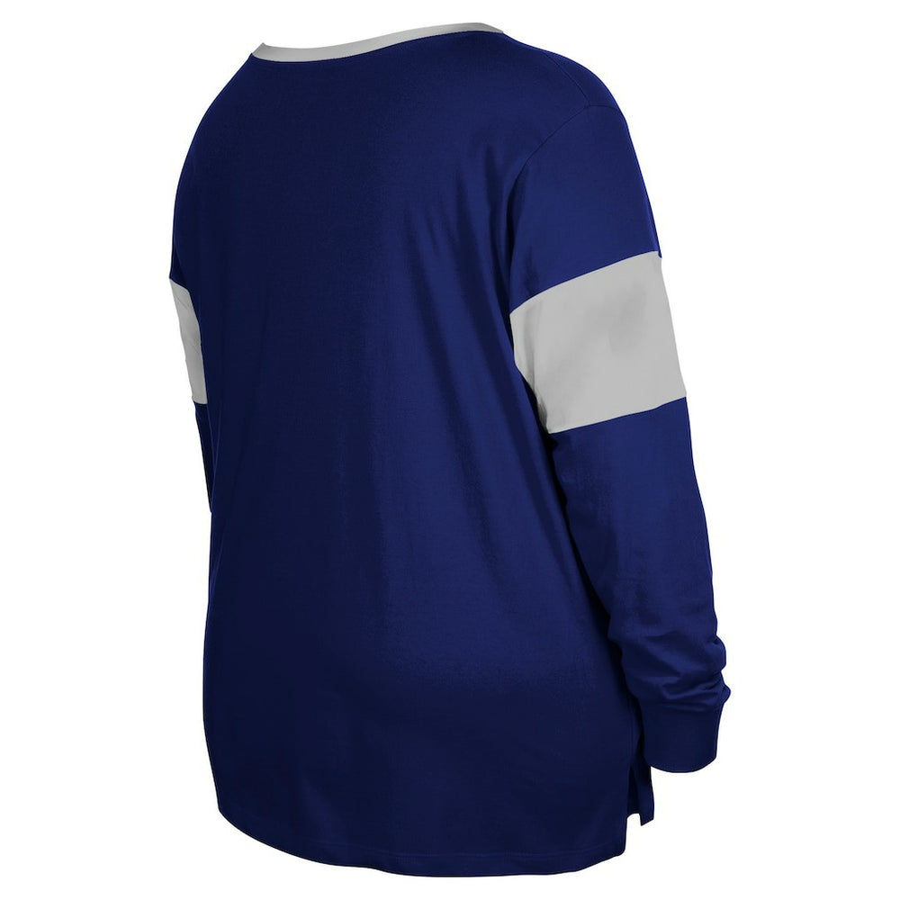 Indianapolis Colts New Era Women's Plus Size Lace-Up Notch Neck Long Sleeve T-Shirt  Royal