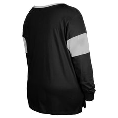 Las Vegas Raiders New Era Women's Plus Size Lace-Up Notch Neck Long Sleeve T-Shirt  Black