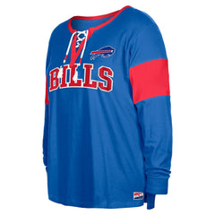 Buffalo Bills New Era Women's Plus Size Lace-Up Notch Neck Long Sleeve T-Shirt  Royal