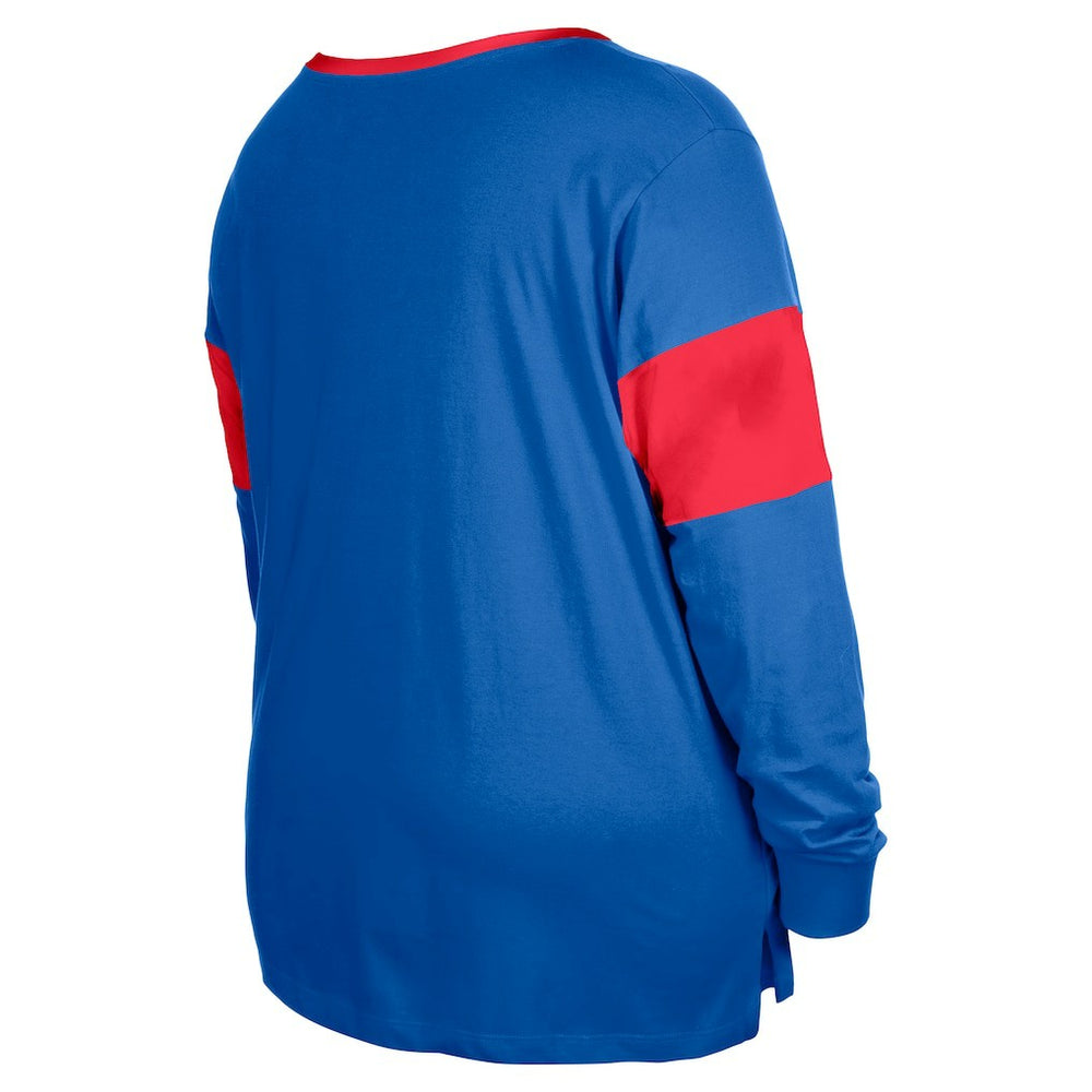 Buffalo Bills New Era Women's Plus Size Lace-Up Notch Neck Long Sleeve T-Shirt  Royal