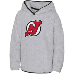 NHL New Jersey Devils Girls Youth Ultimate Teddy Fleece Pullover Hoodie - Gray