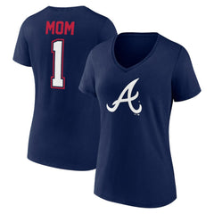 Atlanta Braves Fanatics Women's Plus Size Mother's Day #1 Mom V-Neck T-Shirt - Navy T-shirts