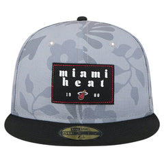 Miami Heat Palm Fronds 2-Tone 59FIFTY Fitted Hat Gray