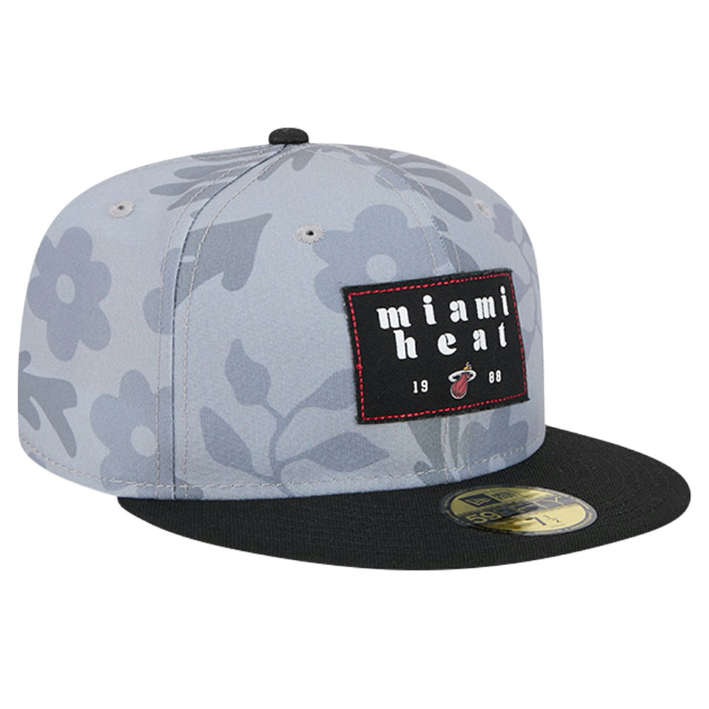 Miami Heat Palm Fronds 2-Tone 59FIFTY Fitted Hat Gray