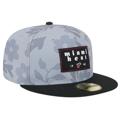 Miami Heat Palm Fronds 2-Tone 59FIFTY Fitted Hat Gray