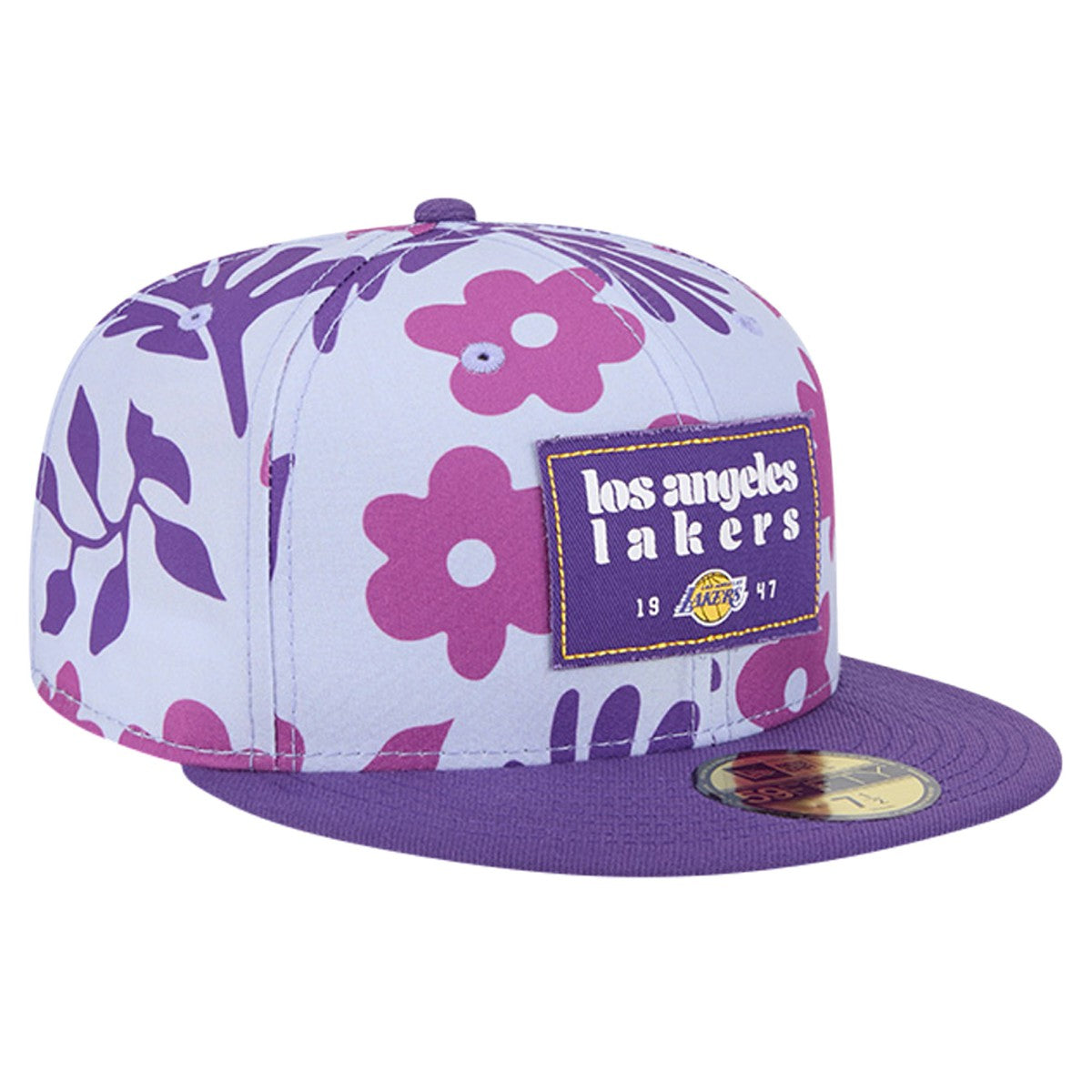 Los Angeles Lakers Palm Fronds 2-Tone 59FIFTY Fitted Hat Purple