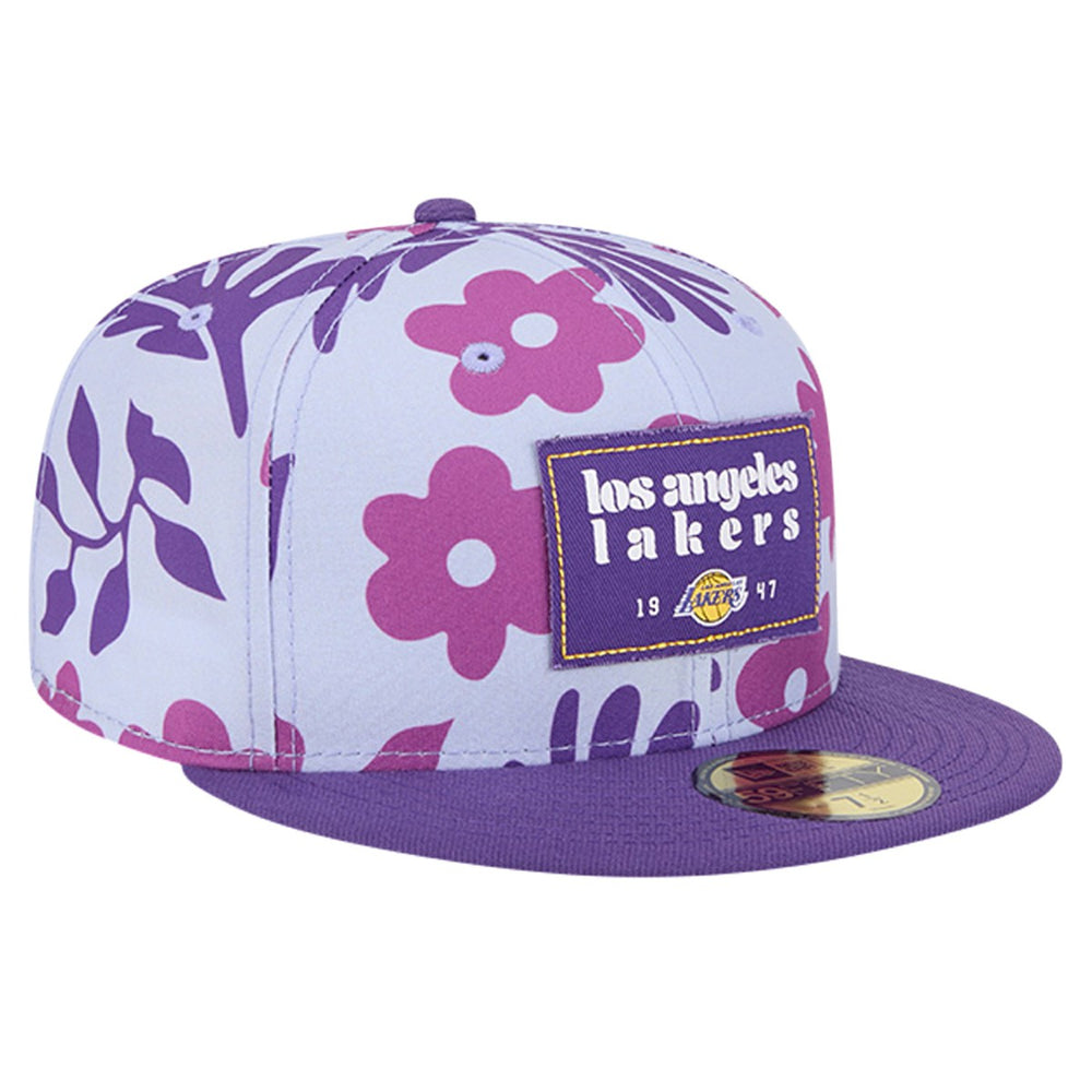 Los Angeles Lakers Palm Fronds 2-Tone 59FIFTY Fitted Hat Purple