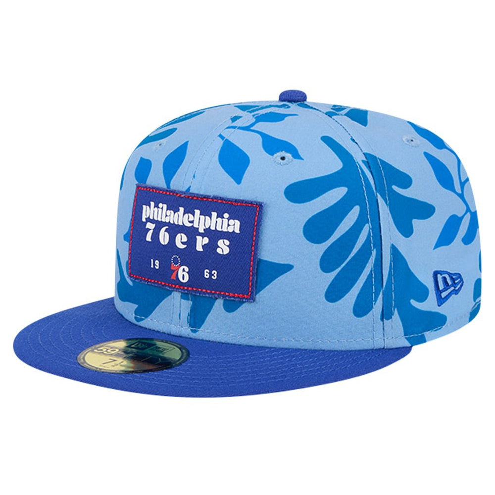 Philadelphia 76ers Palm Fronds 2-Tone 59FIFTY Fitted Hat Royal