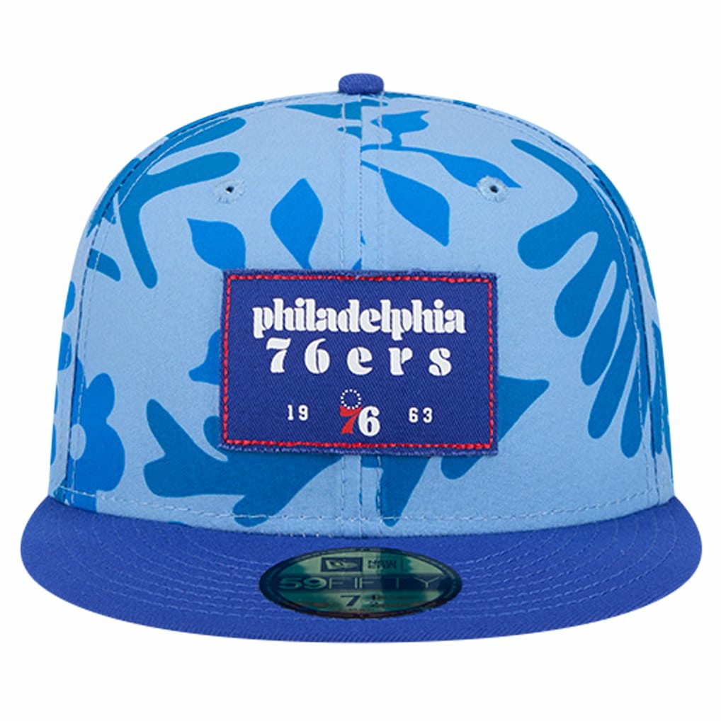 Philadelphia 76ers Palm Fronds 2-Tone 59FIFTY Fitted Hat Royal