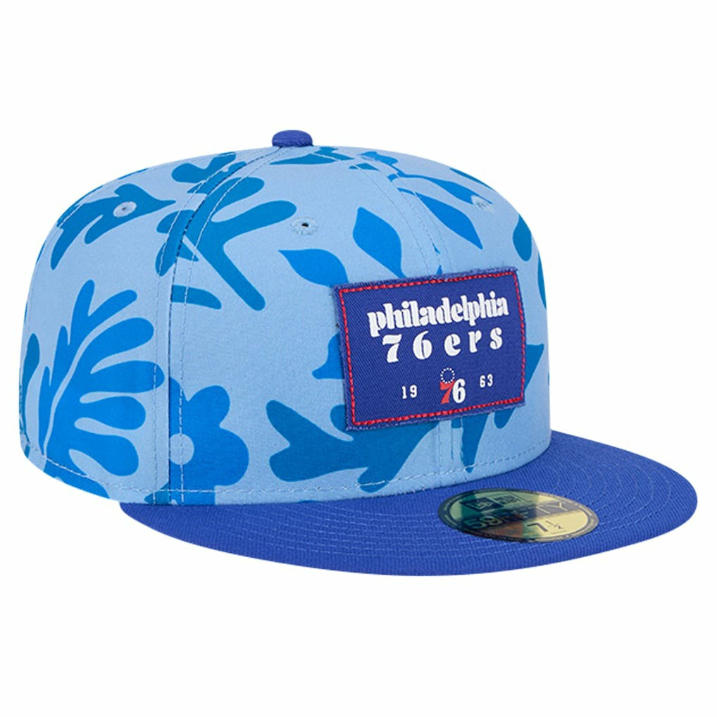 Philadelphia 76ers Palm Fronds 2-Tone 59FIFTY Fitted Hat Royal