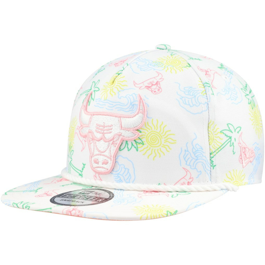 Chicago Bulls Palm Trees and Waves Golfer Adjustable Hat White