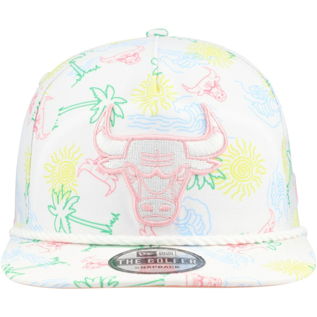 Chicago Bulls Palm Trees and Waves Golfer Adjustable Hat White
