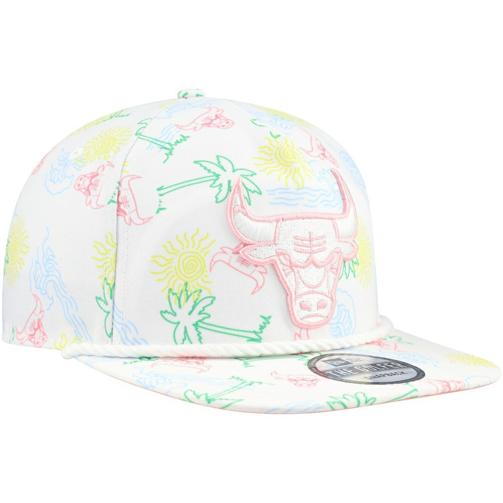 Chicago Bulls Palm Trees and Waves Golfer Adjustable Hat White