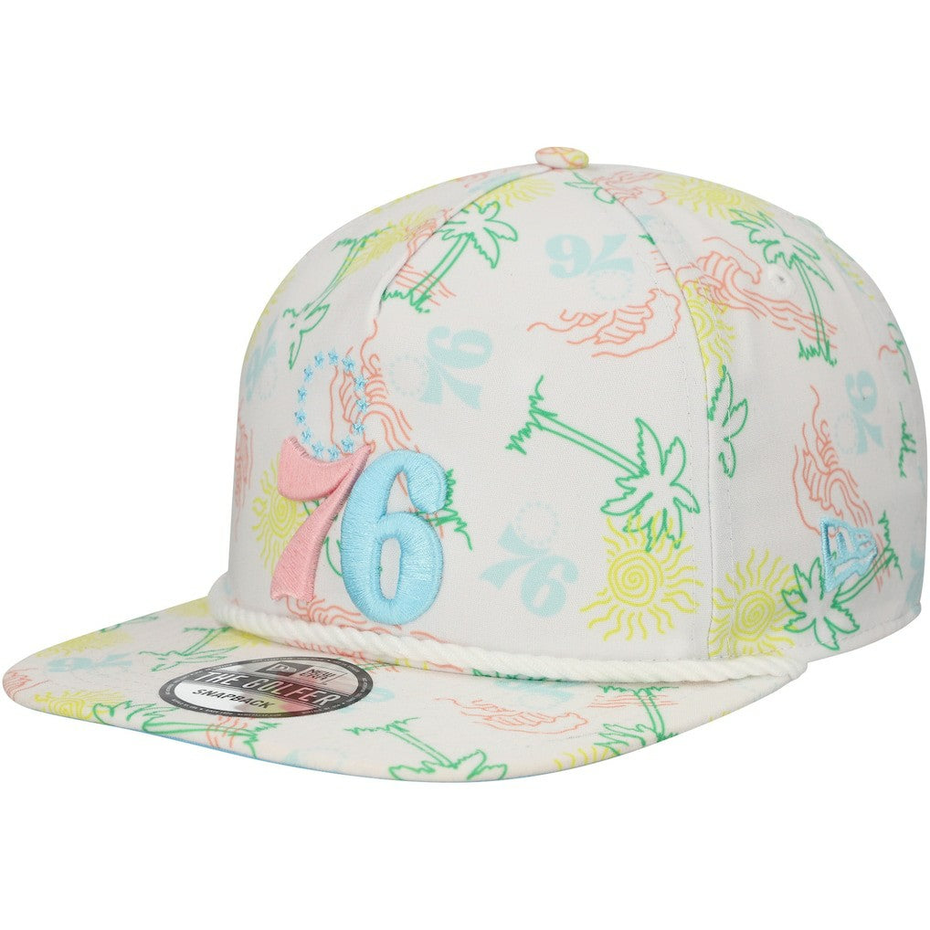 Philadelphia 76ers Palm Trees and Waves Golfer Adjustable Hat White
