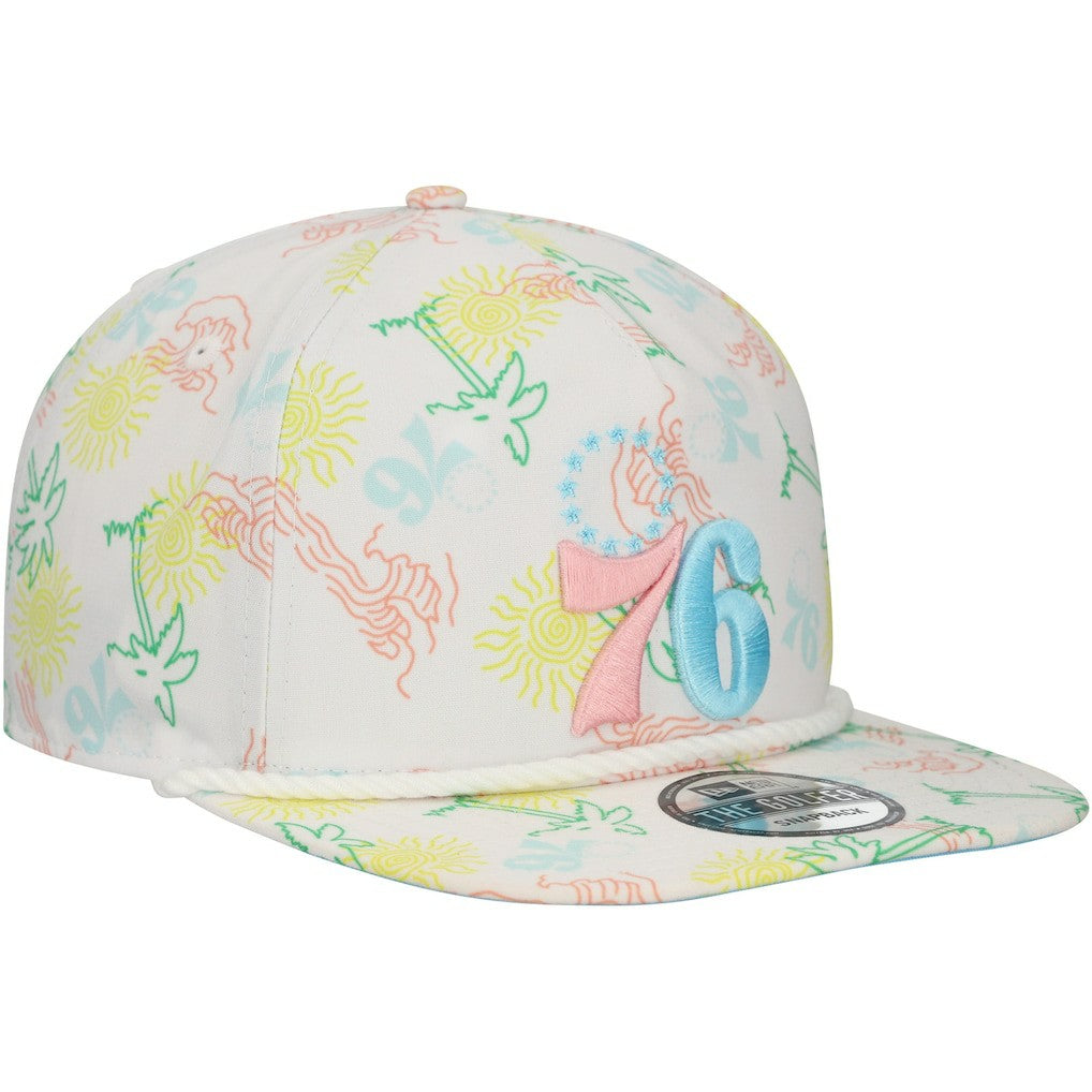 Philadelphia 76ers Palm Trees and Waves Golfer Adjustable Hat White