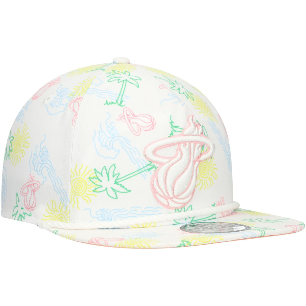 Miami Heat Palm Trees and Waves Golfer Adjustable Hat White