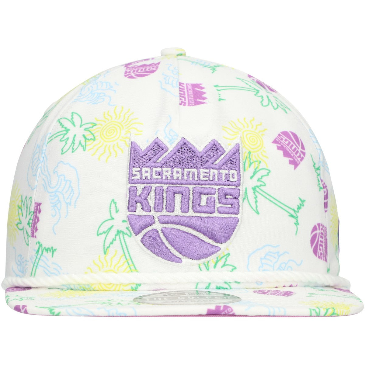 Sacramento Kings Palm Trees and Waves Golfer Adjustable Hat White