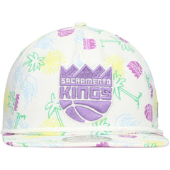 Sacramento Kings Palm Trees and Waves Golfer Adjustable Hat White