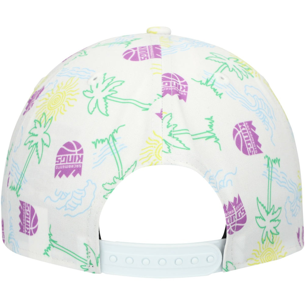 Sacramento Kings Palm Trees and Waves Golfer Adjustable Hat White