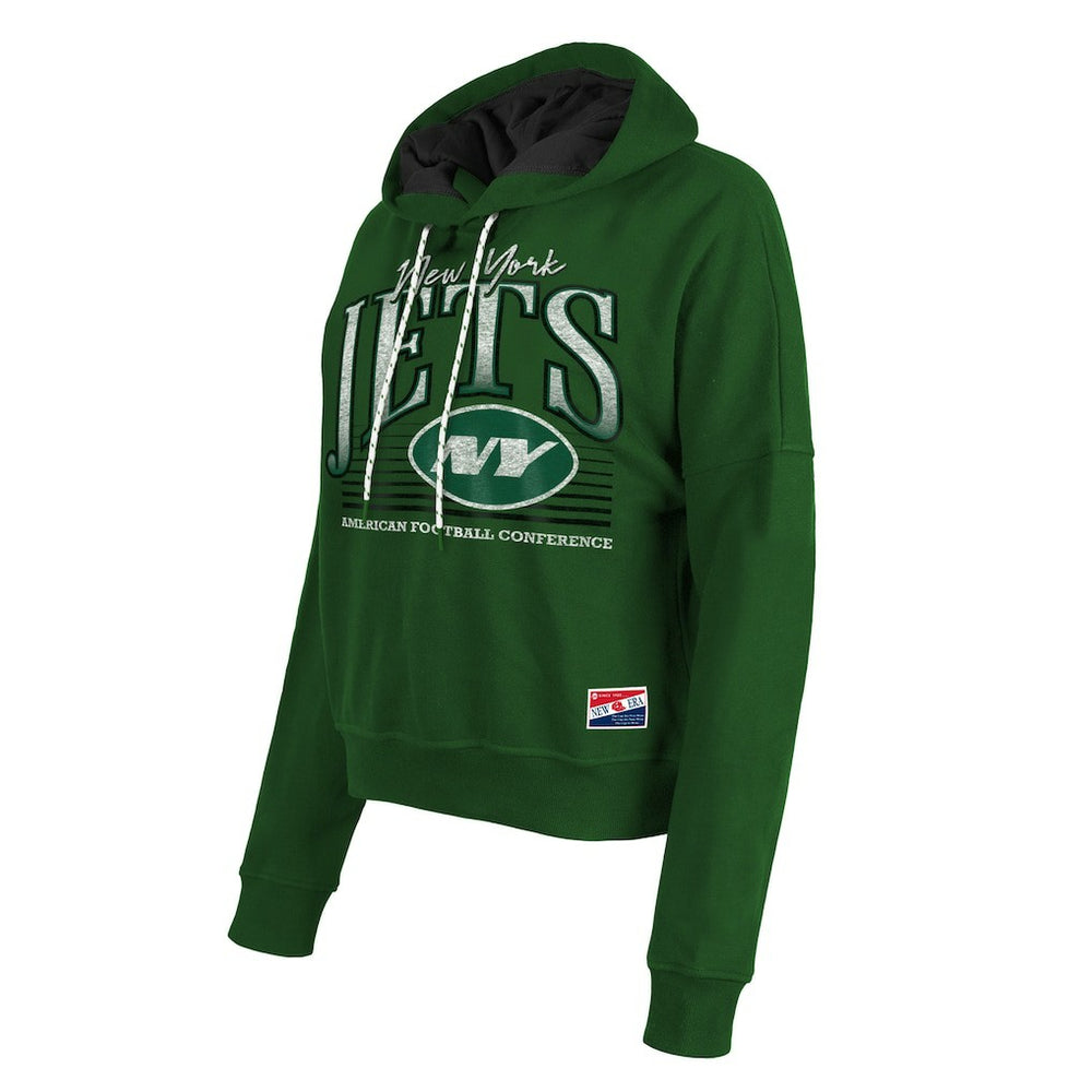 New York Jets New Era Women's Boxy Pullover Hoodie Heather Green