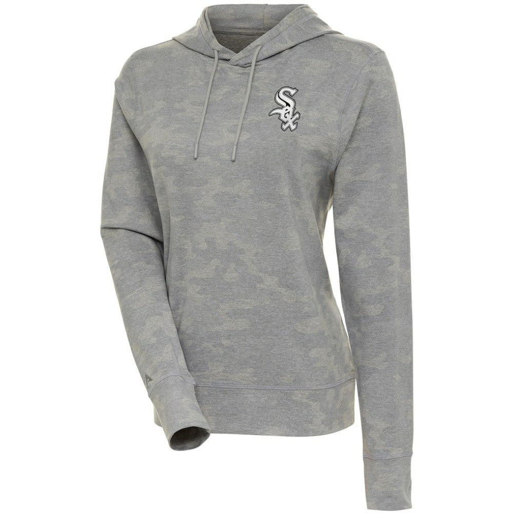 Chicago White Sox Antigua Women's Brushed Metallic Respite Pullover Hoodie - White Hoodies