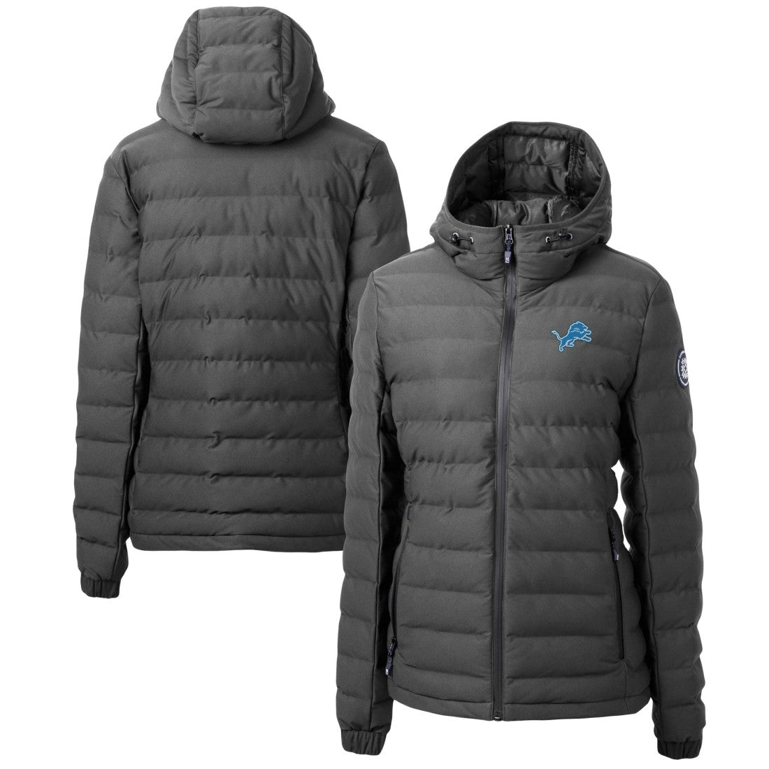 Detroit Lions Cutter & Buck Women's Mission Ridge Repreve Eco Insulated Full-Zip Puffer Jacket Gray