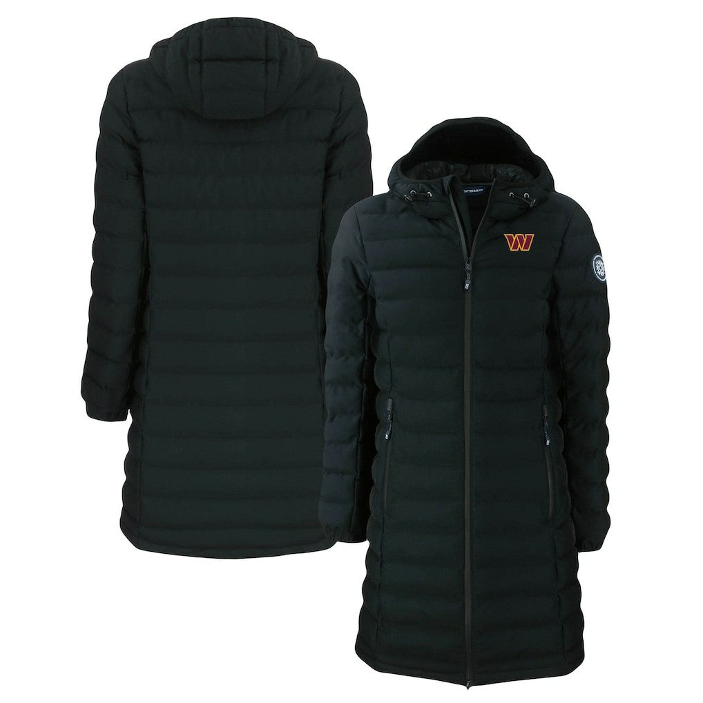 Washington Commanders Cutter & Buck Women's Mission Ridge Repreve Eco Insulated Long Full-Zip Puffer Jacket Black