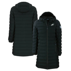Philadelphia Eagles Cutter & Buck Women's Mission Ridge Repreve Eco Insulated Long Full-Zip Puffer Jacket Black