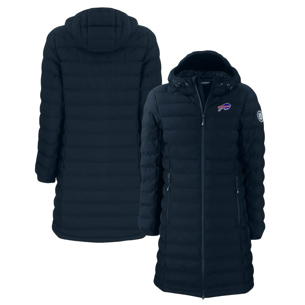 Buffalo Bills Cutter & Buck Women's Mission Ridge Repreve Eco Insulated Long Full-Zip Puffer Jacket Navy