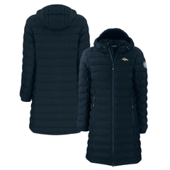 Denver Broncos Cutter & Buck Women's Mission Ridge Repreve Eco Insulated Long Full-Zip Puffer Jacket Navy