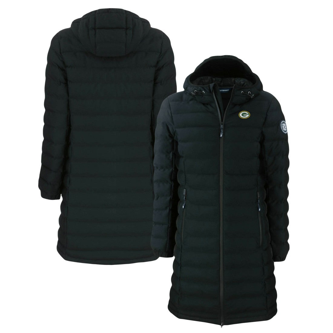 Green Bay Packers Cutter & Buck Women's Mission Ridge Repreve Eco Insulated Long Full-Zip Puffer Jacket Black